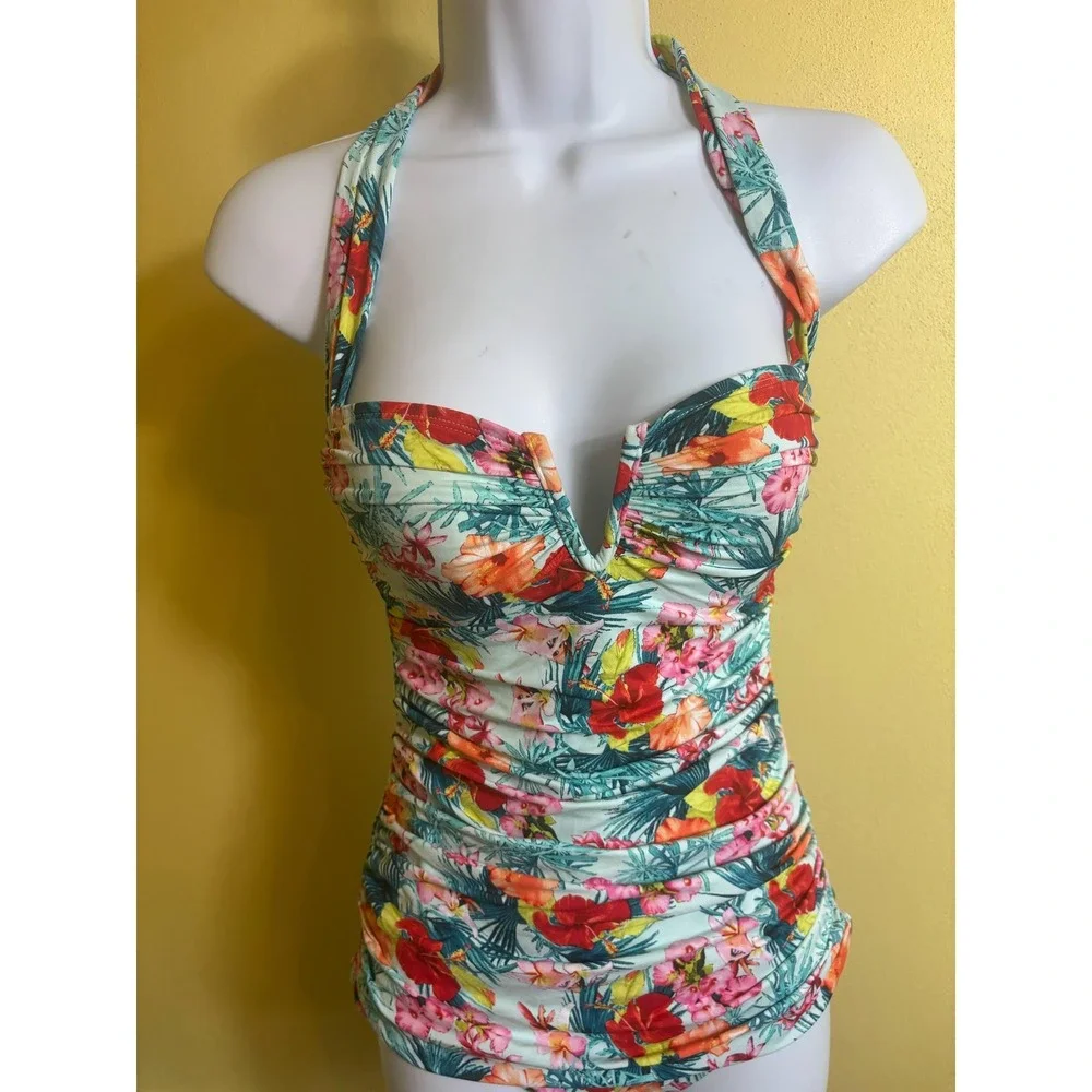 Bleu By Rod‎ Beattie Women's Floral Hawiian One Piece Swimsuit Size 6